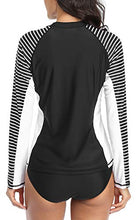 
                        
                          將圖片載入圖庫檢視器 CharmLeaks Women's Long Sleeve Rashguard UPF 50 Sun Protection Swimsuit Top Striped Swim Shirts
                        
                      