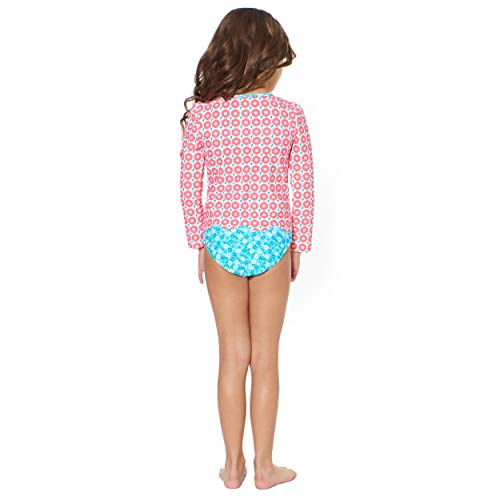 Tommy Bahama Girls' Long Sleeve 2-Piece Rashguard Swimsuit Bathing Suit