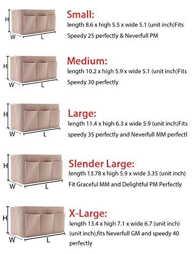 LEXSION Felt Purse Insert Bag Organizer Bag In Bag For Handbag Purse Organizer Fits Speedy Neverfull