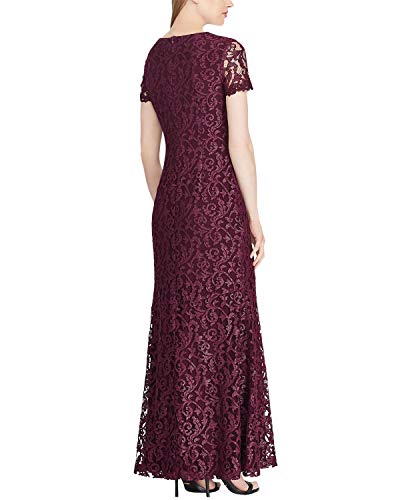 LAUREN RALPH LAUREN Womens Caroleve Lace Metallic Evening Dress Purple 6