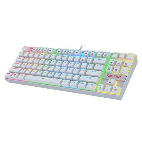 Redragon K552 Mechanical Gaming Keyboard 60% Compact 87 Key Kumara Wired Cherry MX Blue Switches Equivalent for Windows PC Gamers (RGB Backlit White) - JOY2ESpree