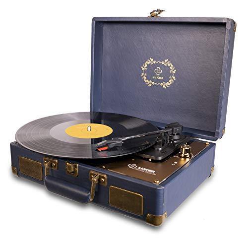 Record Player, LUKER Portable Suitcase Bluetooth Turntable for Vinyl Record - JOY2ESpree