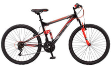 
                        
                          Load image into Gallery viewer, Mongoose Status 2.2 Mens and Womens Mountain Bike, 26-Inch Wheels, 21-Speed Shifters, Aluminum Frame, Front Suspension,a Black/Red
                        
                      
