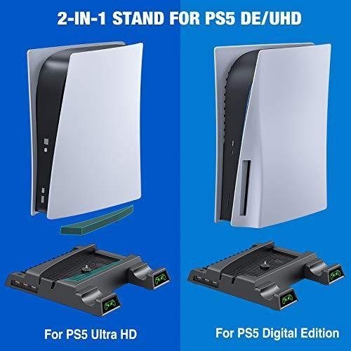 BEBONCOOL PS5 Stand PS5 Cooling Station for Playstation 5 Console, PS5 Stand Cooling Fan with Controller Charger & 13 Game Storage - JOY2ESpree