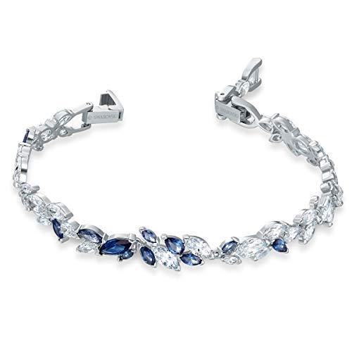 Swarovski Women's Louison Jewelry Collection, Rhodium Finish, Blue Crystals, Clear Crystals - JOY2ESpree