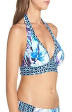 
                        
                          Load image into Gallery viewer, Tommy Bahama Women's Aqua Petals Reversible Halter Soft Bikini Top, Medium - JOY2ESpree
                        
                      