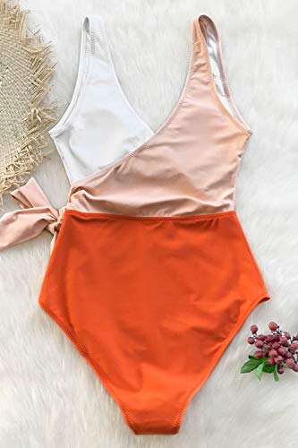 CUPSHE Women's One Piece Swimsuit Knotted Color Block Bathing Suit