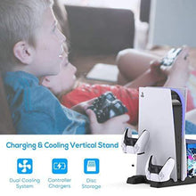 
                        
                          Load image into Gallery viewer, Upgraded Vertical Stand with Cooling Fans for PS5 Disc/Digital Edition Console - JOY2ESpree
                        
                      