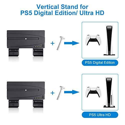 Linkstyle Vertical Stand for Playstation 5 for PS5 Digital Edition/Ultra HD Console with 2 DualSense Controller Charger and 2 Extra USB Charger Ports - JOY2ESpree