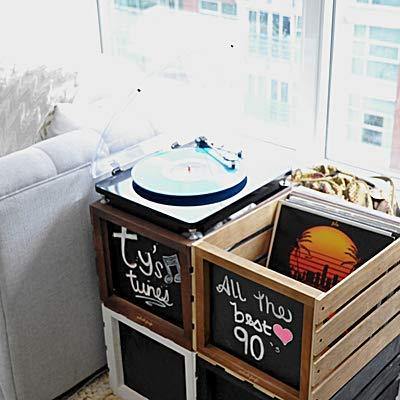 Chalkboard Vinyl Record Storage Crate (Espresso) - JOY2ESpree