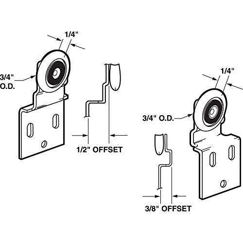 Prime-Line N 7533 Sliding Closet Door Roller Kit, 3/4 in. Wheel Diameter