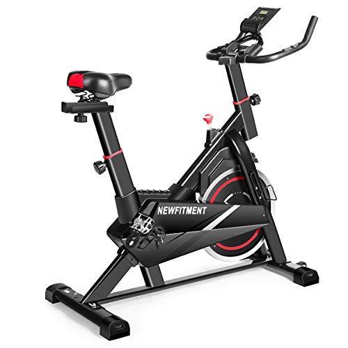 NEWFITMENT Indoor Cycling Bike Stationary, Belt Drive Workout Bike with Big Flywheel for Home,Cardio Training Cycle with LCD Monitor - JOY2ESpree