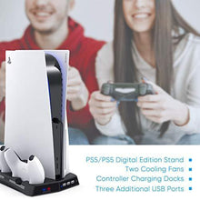 
                        
                          画像をギャラリービューアに読み込む, Vertical Stand for PlayStation 5 with Cooling Fan Charging Station Cooler - JOY2ESpree
                        
                      