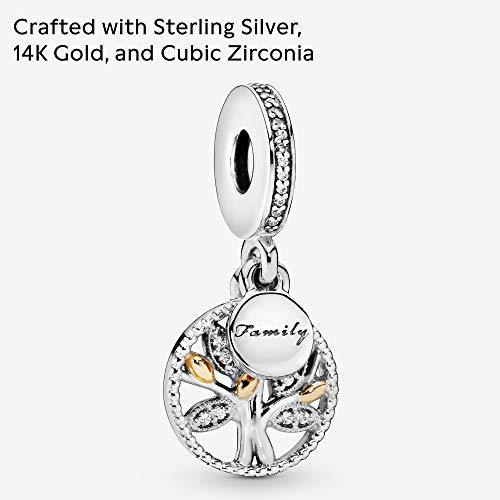 Pandora Jewelry Sparkling Family Tree Dangle Cubic Zirconia Charm in Sterling Silver and 14K Yellow Gold - JOY2ESpree