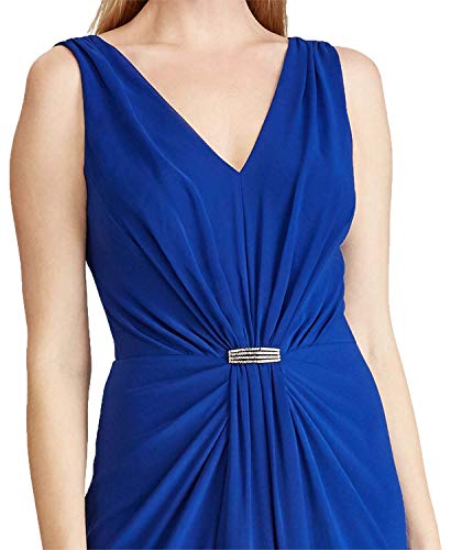 LAUREN RALPH LAUREN Womens Vawlisa Embellished Long Evening Dress Blue 8