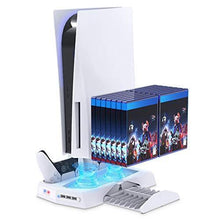
                        
                          Load image into Gallery viewer, Vertical Stand with Cooling Fan for PS5 Console and Playstation 5 Digital Edition - JOY2ESpree
                        
                      