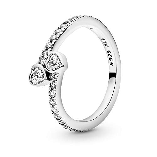Pandora Jewelry Two Sparkling Hearts Cubic Zirconia Ring in Sterling Silver - JOY2ESpree