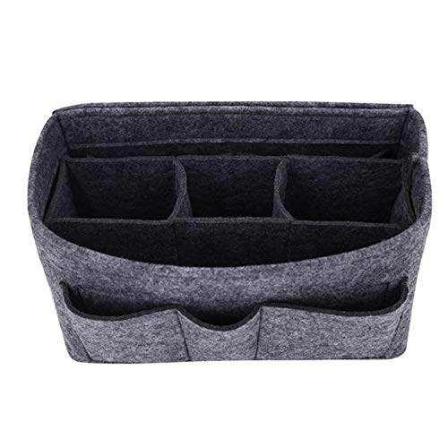 Handbag Organizer - 2in1 Purse Organizer Insert with Inner Zipped Pocket - Tote Shaper fits Speedy Neverfull - Grey Medium