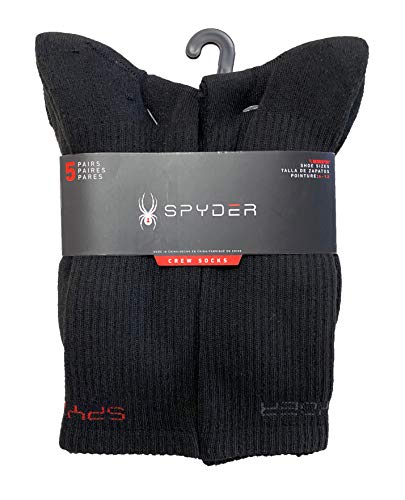 Spyder - 5-pair Crew Socks - Black with Spyder Emblem