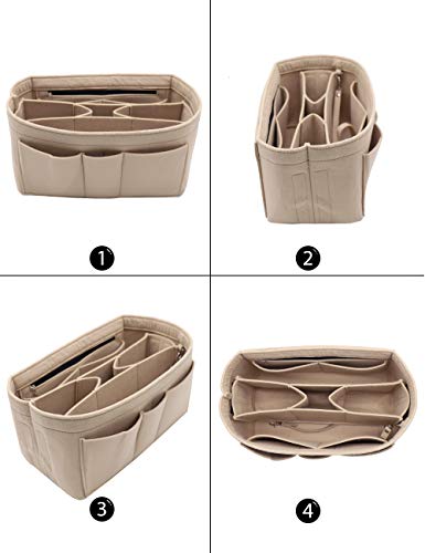 Felt Fabric Purse Tote Diaper Bag Organizer Insert Bag in Bag with Zipper Inner Pocket For Neverfull Speedy