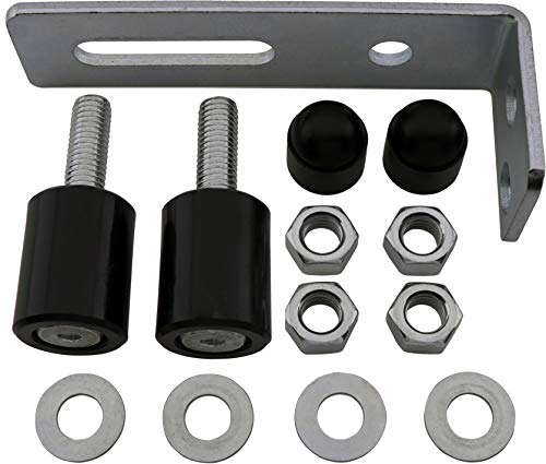 Gate Guide Adjustable - Smooth Black Nylon Double Roller & Durable Zinc Plated 90° L Wall Mounting Bracket