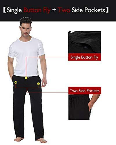 Bintangor Men's Sleep Pajama Pants 100% Cotton Knit Elastic Waistband Lounge Wear Long