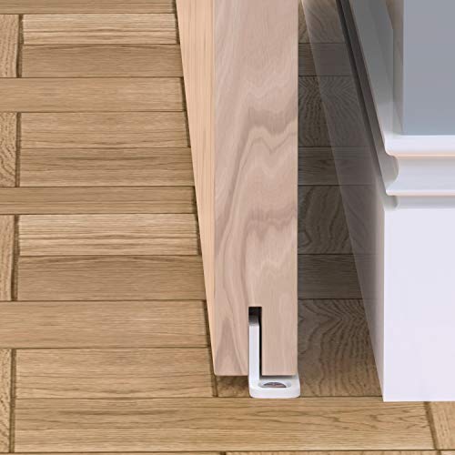 Sliding Closet Door Guides - White Barn Door Floor Guides (4 Pack) by Island Hardware
