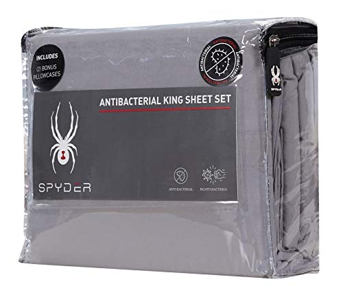 Spyder Performance Super Soft Brushed Microfiber 6-Piece Bed Sheet Set - King, Dark Grey