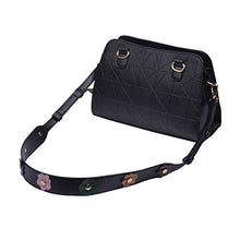 
                        
                          गैलरी व्यूवर में इमेज लोड करें, Beaulegan Wide Studded Flower Leather Purse Strap Replacement - Adjustable for Shoulder Crossbody Bag (Black/Gold Clasp)
                        
                      