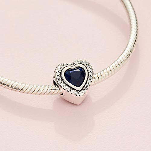 Pandora Jewelry Sparkling Blue Heart Crystal and Cubic Zirconia Charm in Sterling Silver - JOY2ESpree