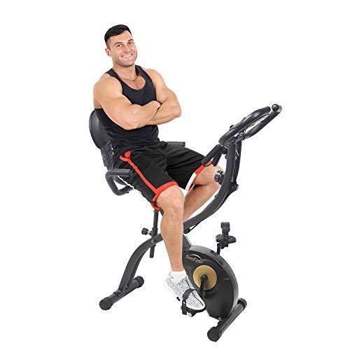 SunFitter Recumbent Bike Folding Exercise Bike Fitness Indoor Cycling Stationary Bike with Resistance Bands for Women Men Home Gym Use - JOY2ESpree