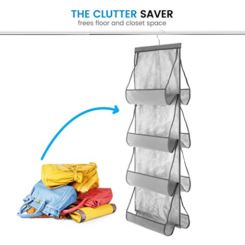 Zober Hanging Purse Organizer For Closet Clear Handbag Organizer