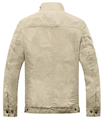 Wantdo Men's Cotton Stand Collar Lightweight Front Zip Jacket