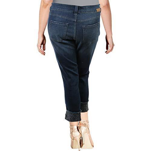 Jag Jeans Carter Women's Leopard Print Cuff Girlfriend Jeans Blue Size 22W