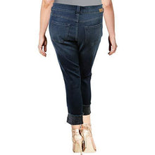 
                        
                          Load image into Gallery viewer, Jag Jeans Carter Women's Leopard Print Cuff Girlfriend Jeans Blue Size 14W
                        
                      