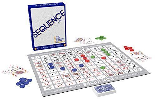 SEQUENCE- Original SEQUENCE Game with Folding Board, Cards and Chips by Jax ( Packaging may Vary ) White, 10.3" x 8.1" x 2.31" - JOY2ESpree