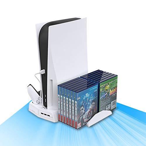 Vertical Stand for Playstation 5 with Cooling Fan Charging Station for PS5 Digital/CD-ROM Edition Console - JOY2ESpree