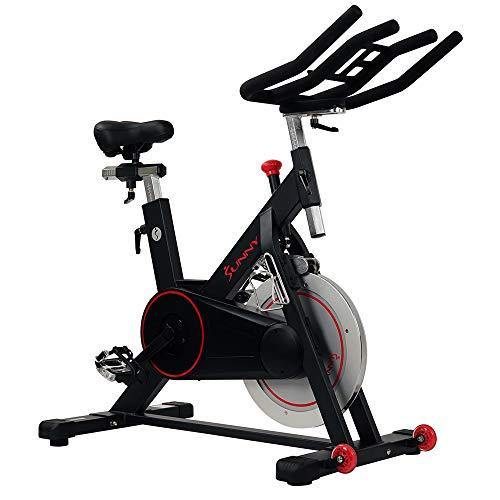 Sunny Health & Fitness Magnetic Belt Drive Indoor Cycling Bike with 44 lb Flywheel and Large Device Holder, Black, Model Number: SF-B1805 - JOY2ESpree