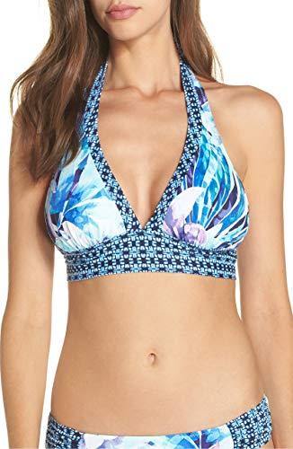 Tommy Bahama Women's Aqua Petals Reversible Halter Soft Bikini Top, Medium - JOY2ESpree