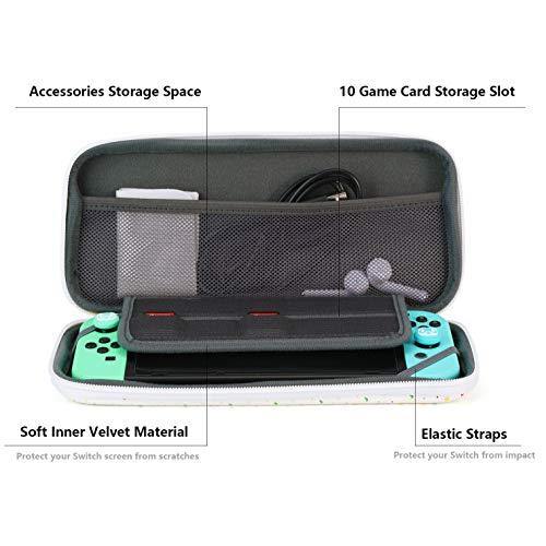 Carrying Case for Nintendo Switch - Cute Animal Crossing Portable Slim Travel Bag fit Switch Console & Game Accessories (White) - JOY2ESpree