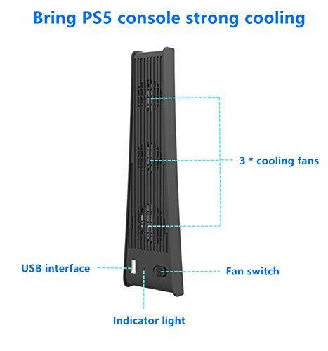 PS5 Cooling Fan, FANPL Cooling Station for Sony Playstation 5 Digital Edition & Ultra HD Console with 3 Cooling Fans and USB Port - JOY2ESpree