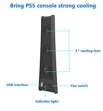 
                        
                          Load image into Gallery viewer, PS5 Cooling Fan, FANPL Cooling Station for Sony Playstation 5 Digital Edition &amp; Ultra HD Console with 3 Cooling Fans and USB Port - JOY2ESpree
                        
                      