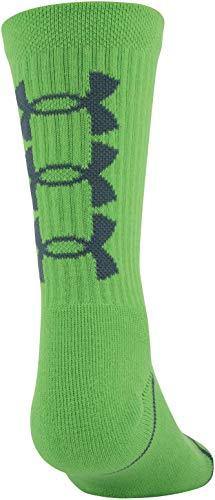 Under Armour Youth Phenom Crew Socks, 3-Pairs , Laser Green/White , Youth Large - JOY2ESpree