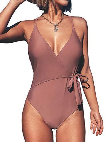 CUPSHE Women's One Piece Swimsuit Wrap Tie Side Cross Back Swimwear Bathing Suits - JOY2ESpree