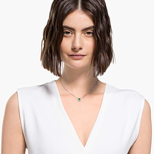 SWAROVSKI Women's Angelic Rectangular Jewelry Collection, Rhodium Finish, Green Crystals, Clear Crystals - JOY2ESpree
