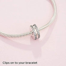 
                        
                          Load image into Gallery viewer, Pandora Jewelry Double Lined Pave Fixed Clips Cubic Zirconia Charm in Sterling Silver - JOY2ESpree
                        
                      