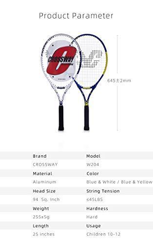 Crossway Sports 23" 25" Junior Tennis Racket 23 Inch 25 Inch Racquet Prestrung Aluminum w/ Youth Foam Training Ball - JOY2ESpree