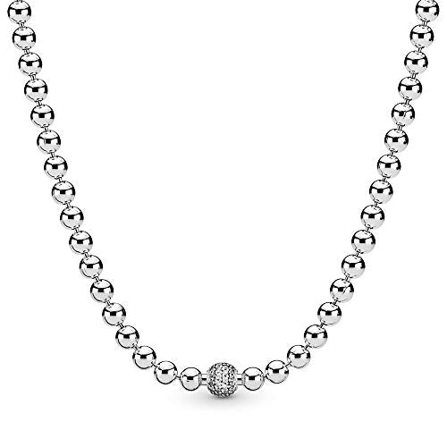 Pandora Jewelry Beads and Pave Cubic Zirconia Necklace in Sterling Silver, 17.7" - JOY2ESpree