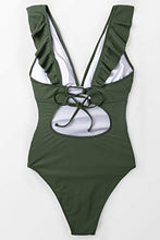 
                        
                          Muat gambar ke penampil Galeri, CUPSHE Women's V Neck One Piece Swimsuit Ruffled Lace Up Monokini
                        
                      