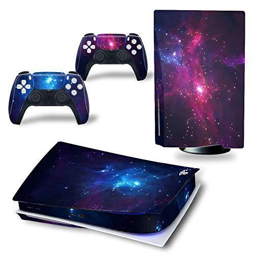 PS5 Skin Stickers Decal Full Body Vinyl Cover for Playstation 5 Console and Controllers (Disk Edition, Purple Blue Galaxy) - JOY2ESpree